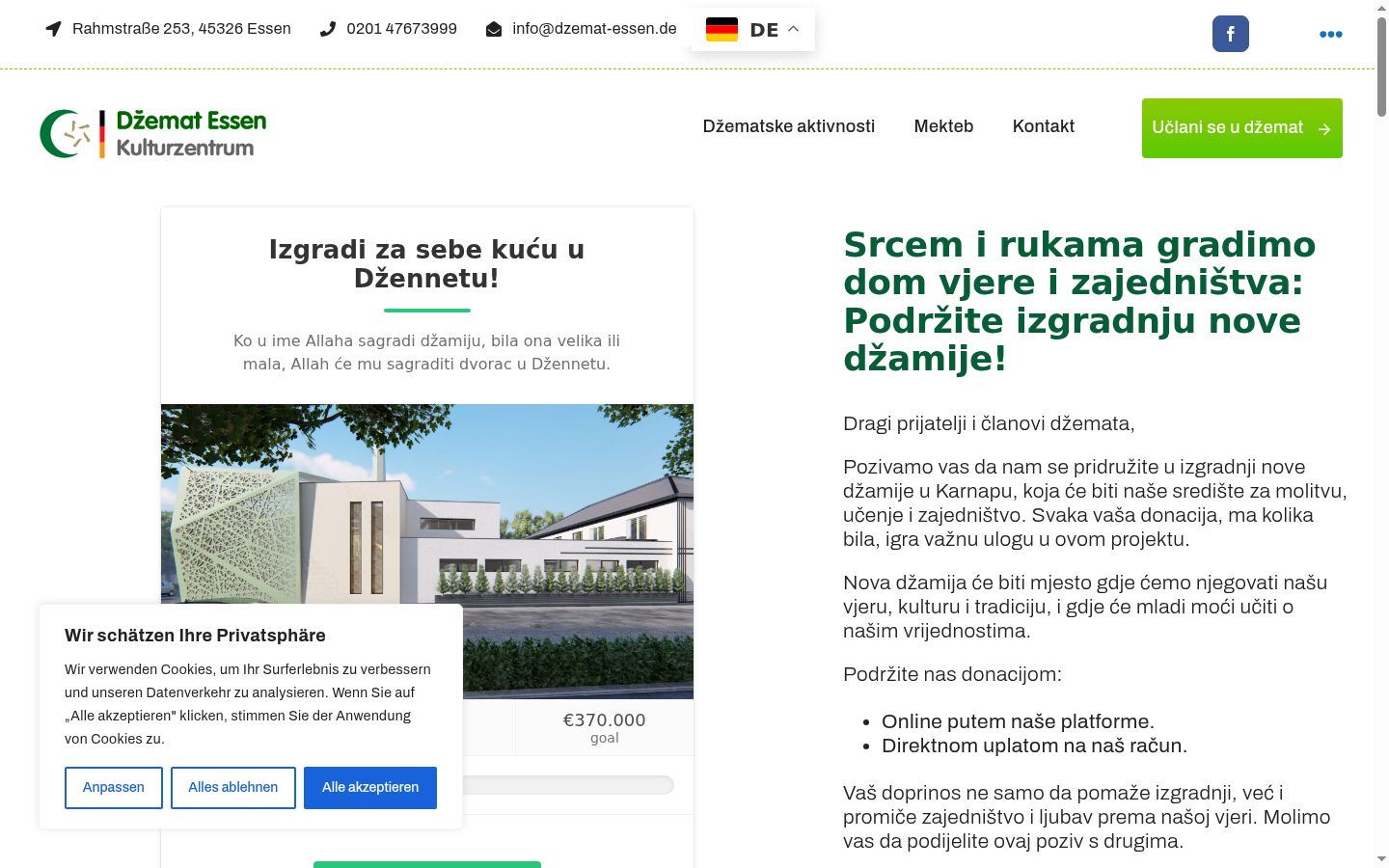 Ekrānuzņēmums ar piekrišanas baneri, kas tika rādīts pirms jebkādas mijiedarbības