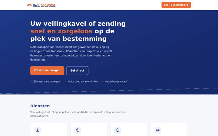 Screenshot di dzhtransport.nl
