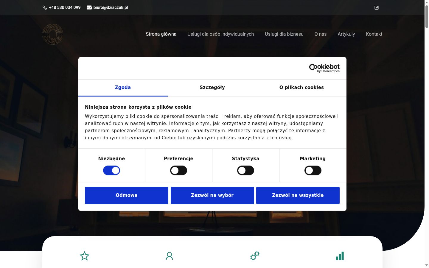 Snímek obrazovky baneru souhlasu zobrazeného před jakoukoli interakcí