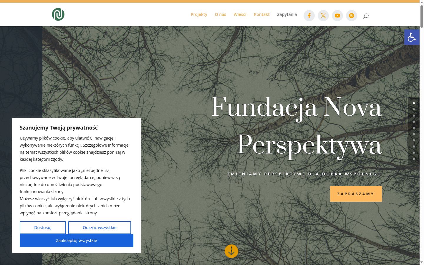 Screenshot del banner di consenso mostrato prima di qualsiasi interazione