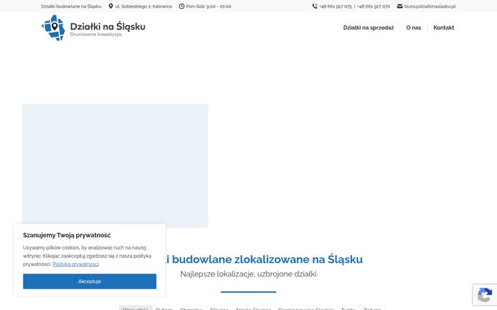 Snímek obrazovky dzialkinaslasku.pl