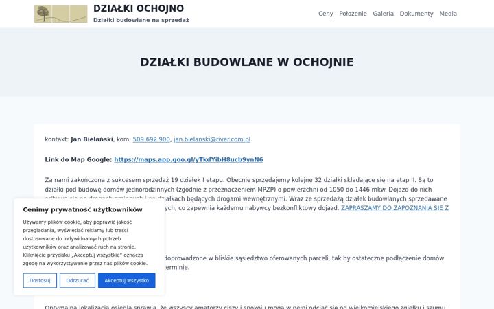 Snímek obrazovky dzialkiochojno.pl