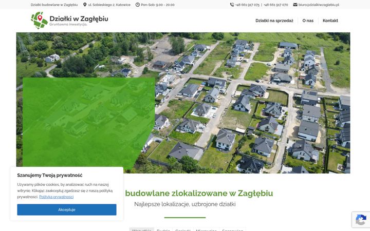 Snímek obrazovky dzialkiwzaglebiu.pl