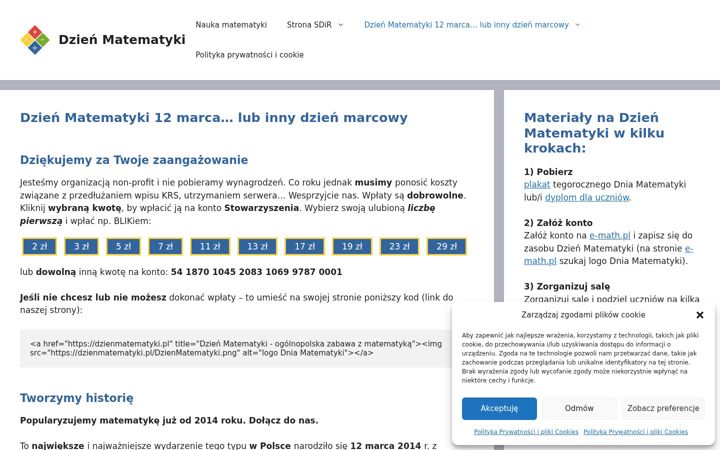 Screenshot di dzienmatematyki.pl