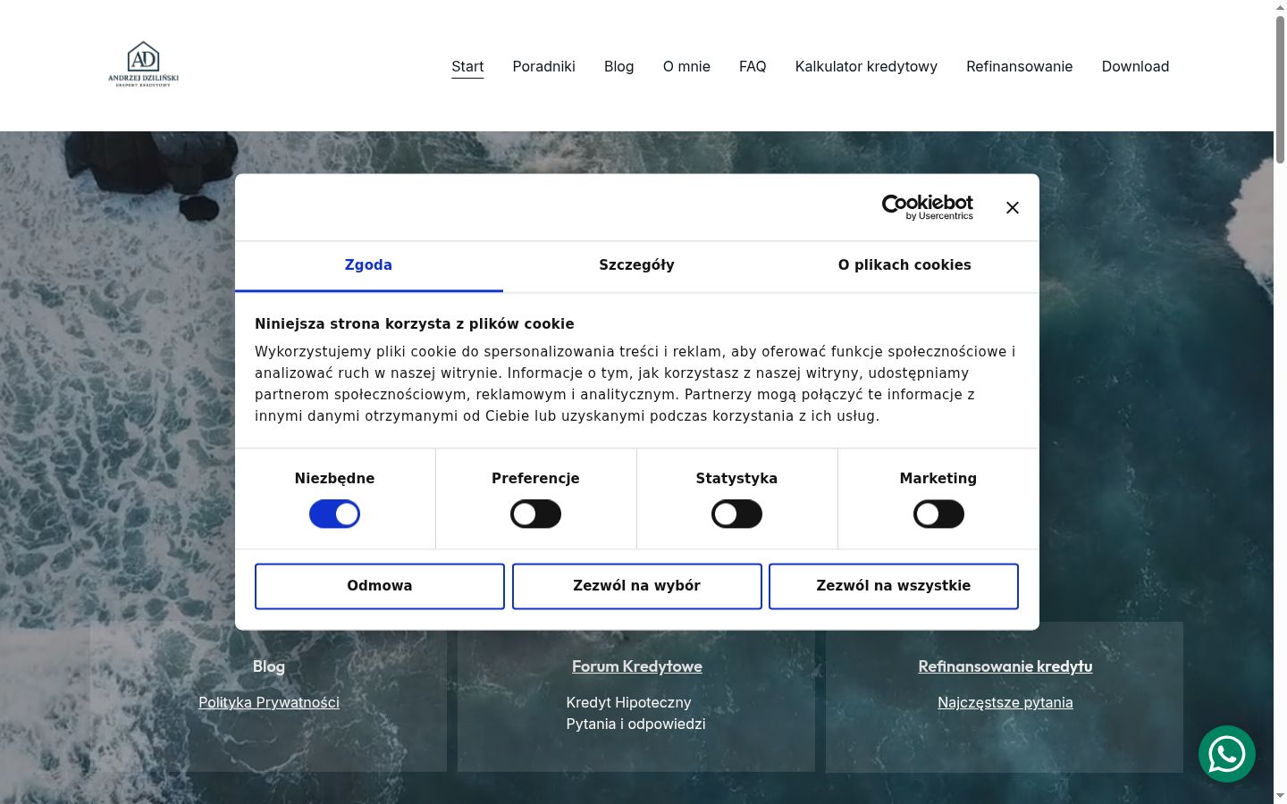 Snímek obrazovky baneru souhlasu zobrazeného před jakoukoli interakcí