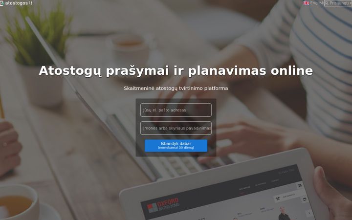 Snímek obrazovky e-atostogos.lt
