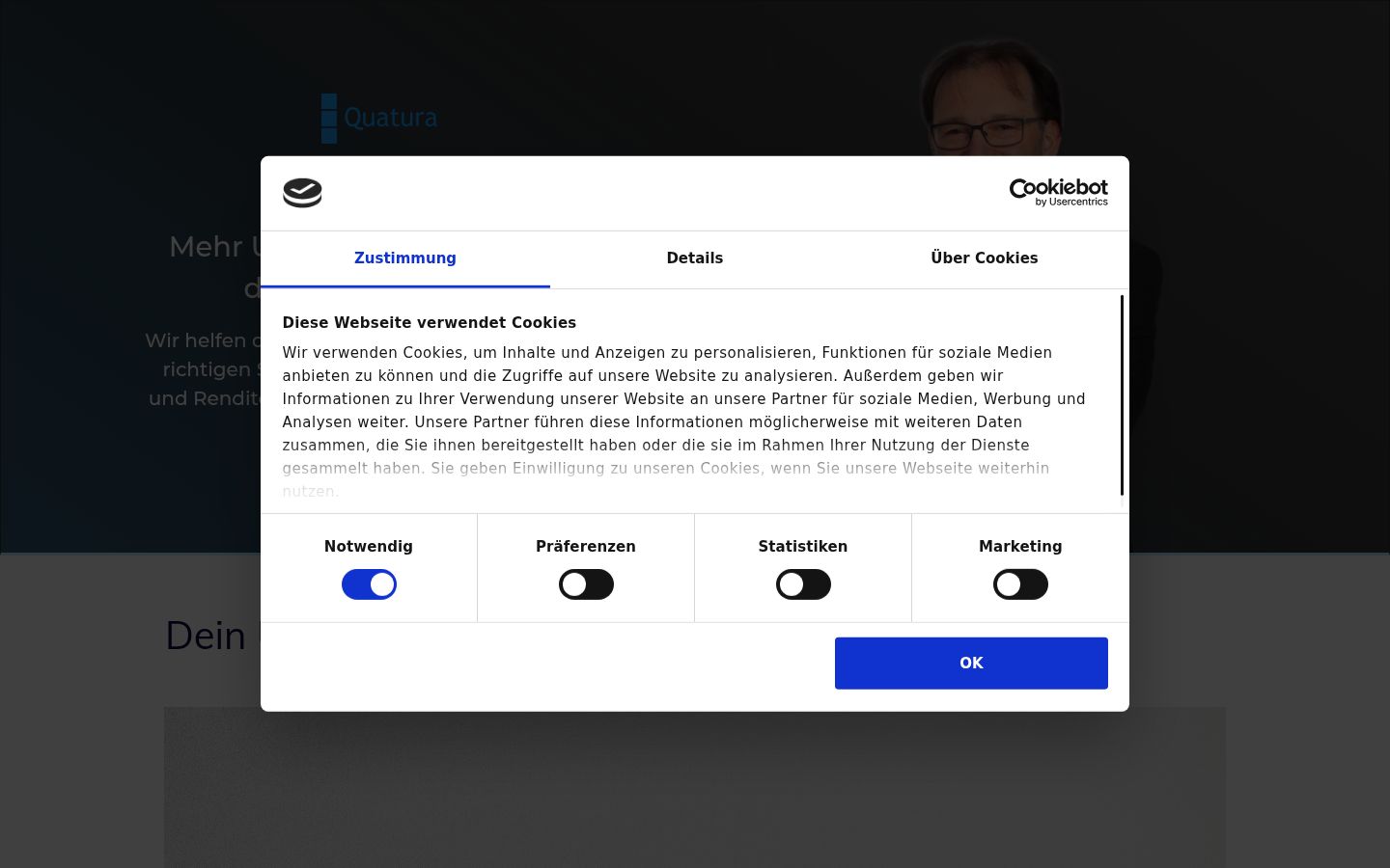 Screenshot van de toestemmingsbanner zoals getoond vóór enige interactie
