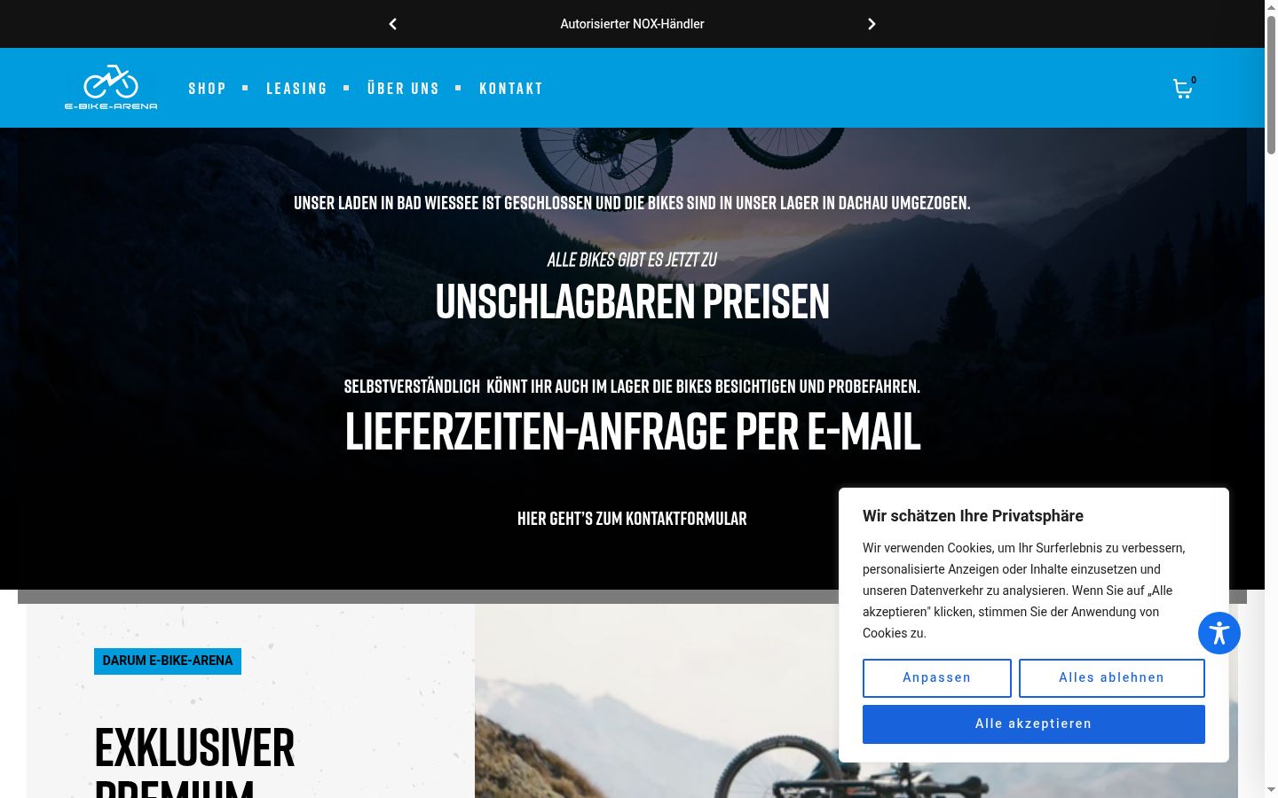 Screenshot des Einwilligungsbanners vor jeglicher Interaktion