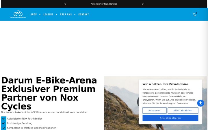 Capture d'écran de e-bike-arena.de