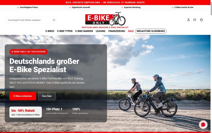 Screenshot of e-bike-only.de