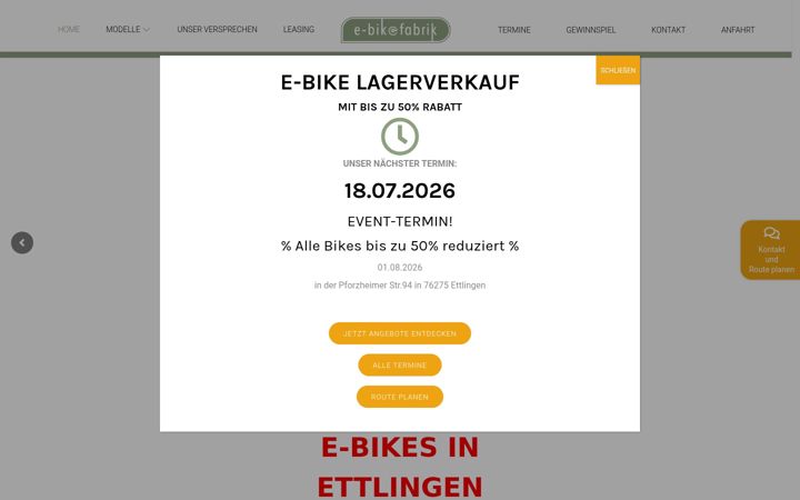 Posnetek zaslona e-bikefabrik.de