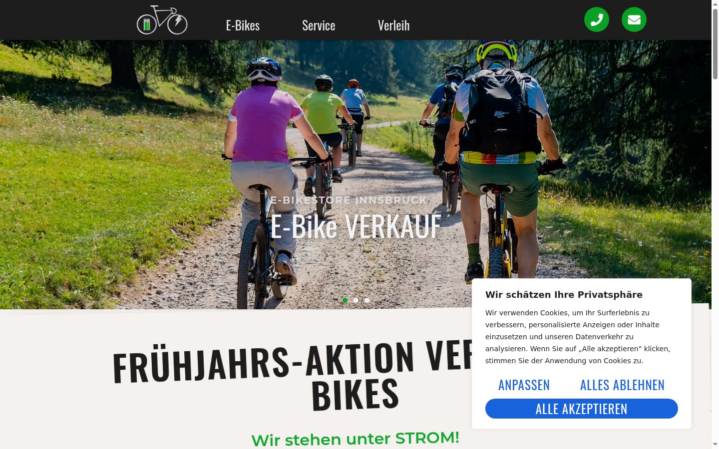 Screenshot des Einwilligungsbanners vor jeglicher Interaktion