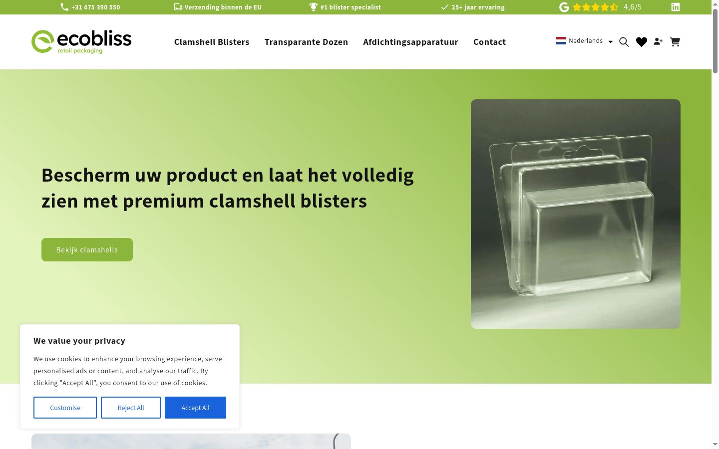 Screenshot del banner di consenso mostrato prima di qualsiasi interazione