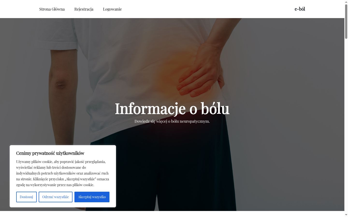 Captura de ecrã do banner de consentimento apresentado antes de qualquer interação