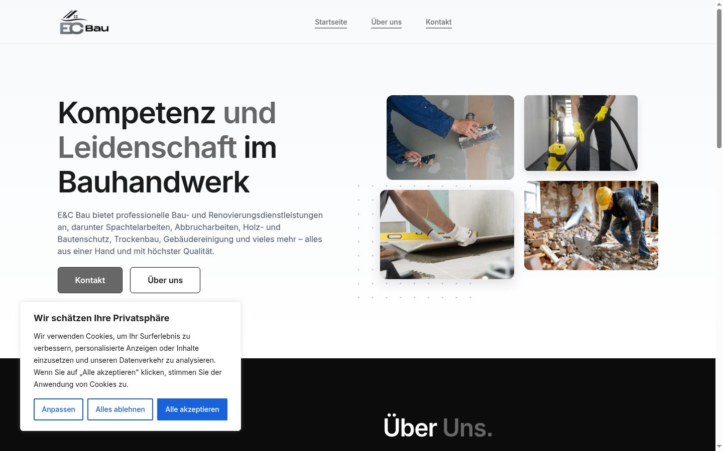 Screenshot des Einwilligungsbanners vor jeglicher Interaktion