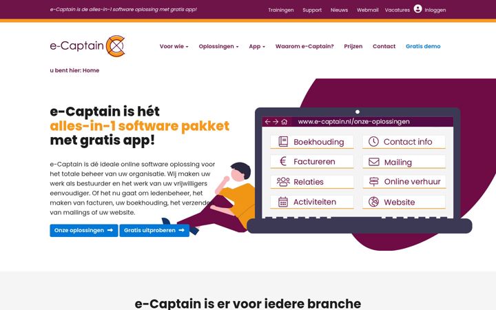 Screenshot di e-captain.nl