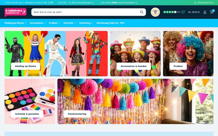 Screenshot di e-carnavalskleding.nl
