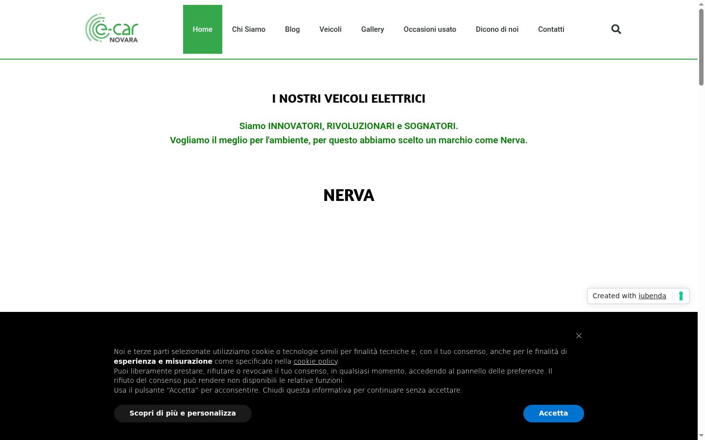 Screenshot del banner di consenso mostrato prima di qualsiasi interazione