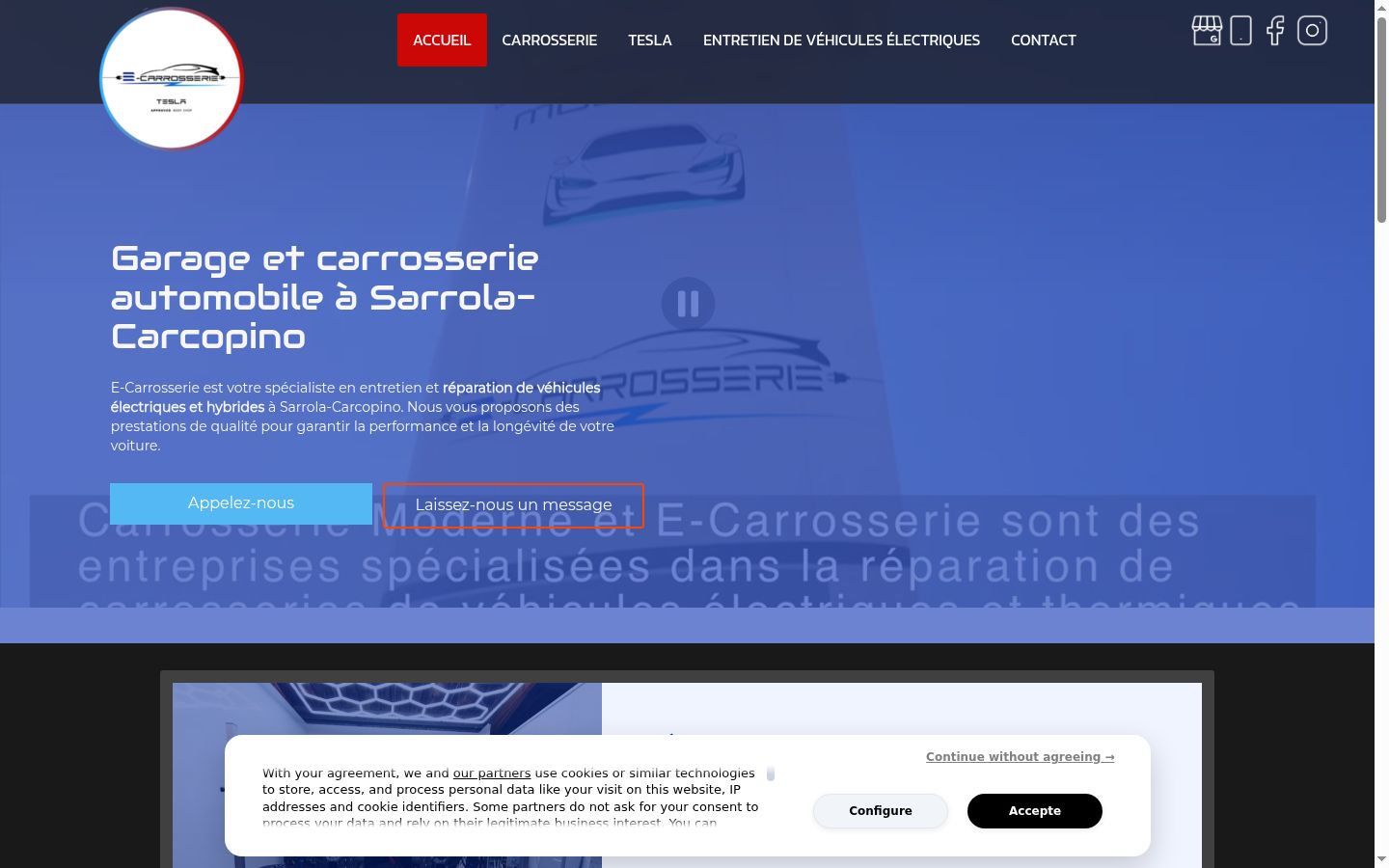 Screenshot del banner di consenso mostrato prima di qualsiasi interazione