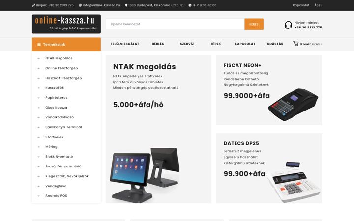 Skjermbilde av e-cassa.hu