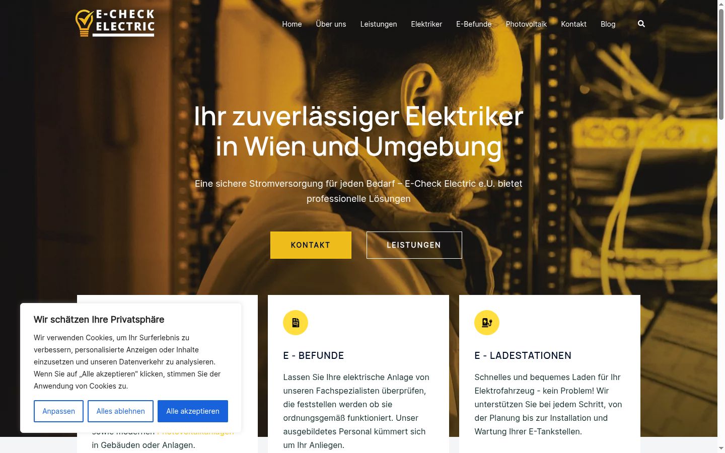 Screenshot des Einwilligungsbanners vor jeglicher Interaktion