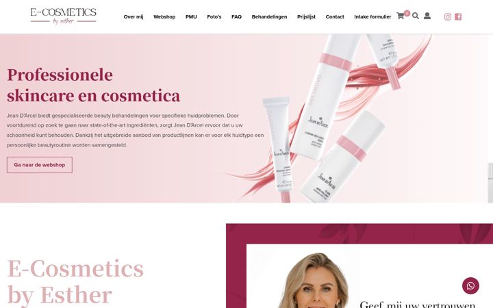 Screenshot di e-cosmeticsbyesther.nl