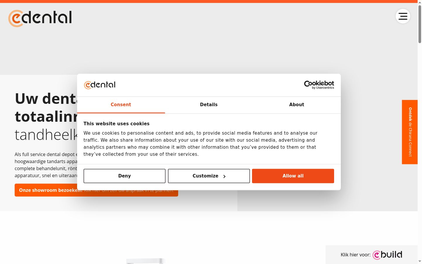 Screenshot del banner di consenso mostrato prima di qualsiasi interazione