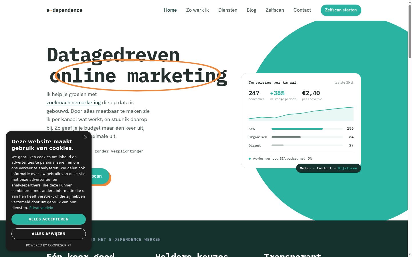 Screenshot del banner di consenso mostrato prima di qualsiasi interazione