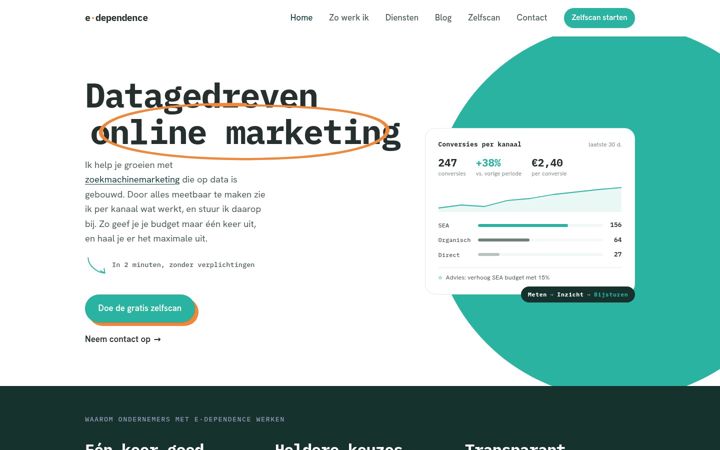 Screenshot di e-dependence.nl
