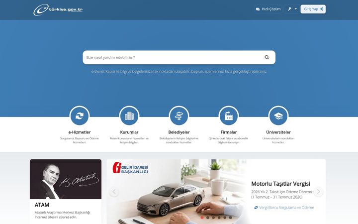 Screenshot of e-devlet.gov.tr