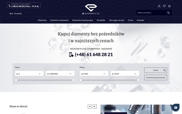Snímek obrazovky e-diamenty.pl