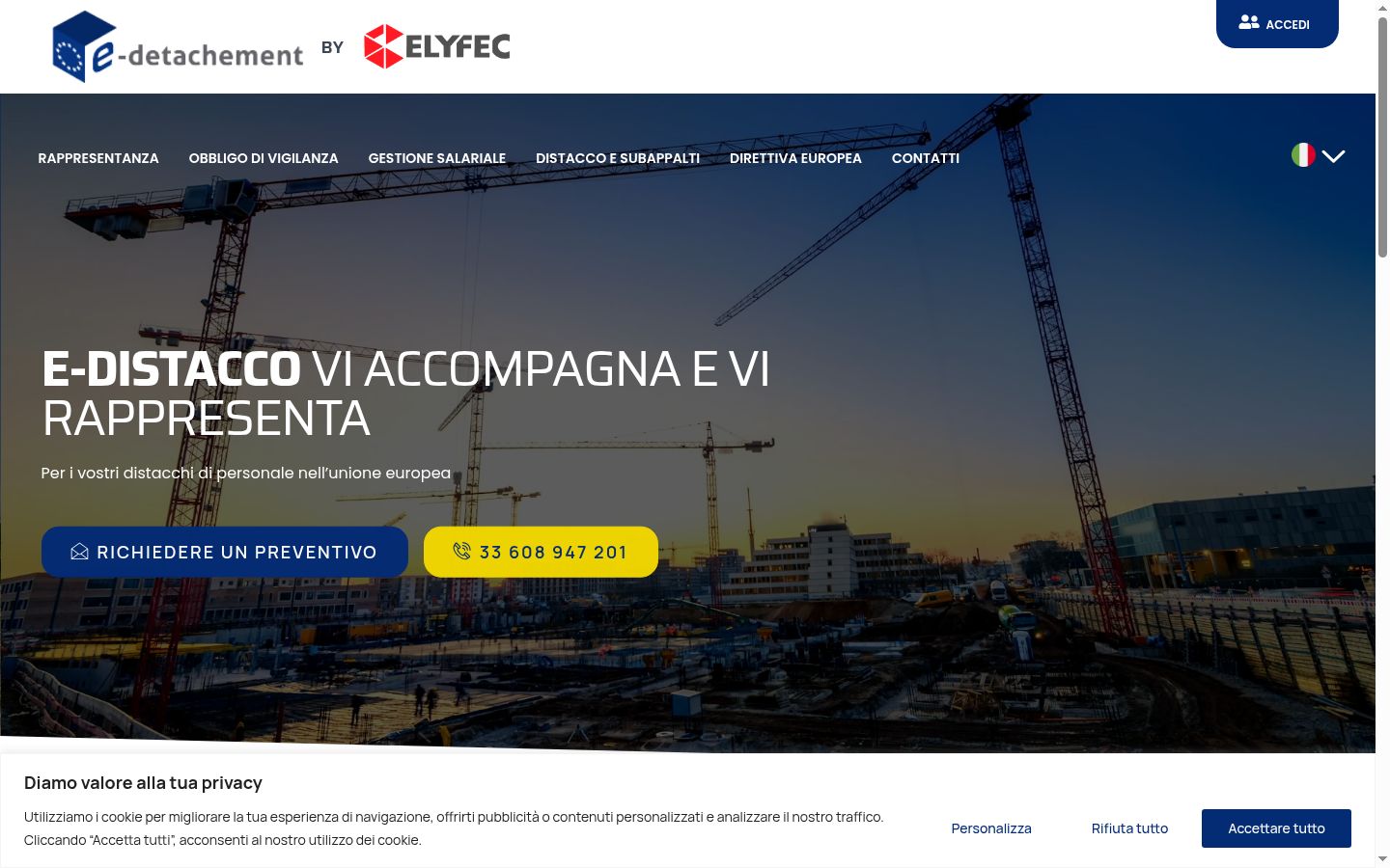 Screenshot del banner di consenso mostrato prima di qualsiasi interazione