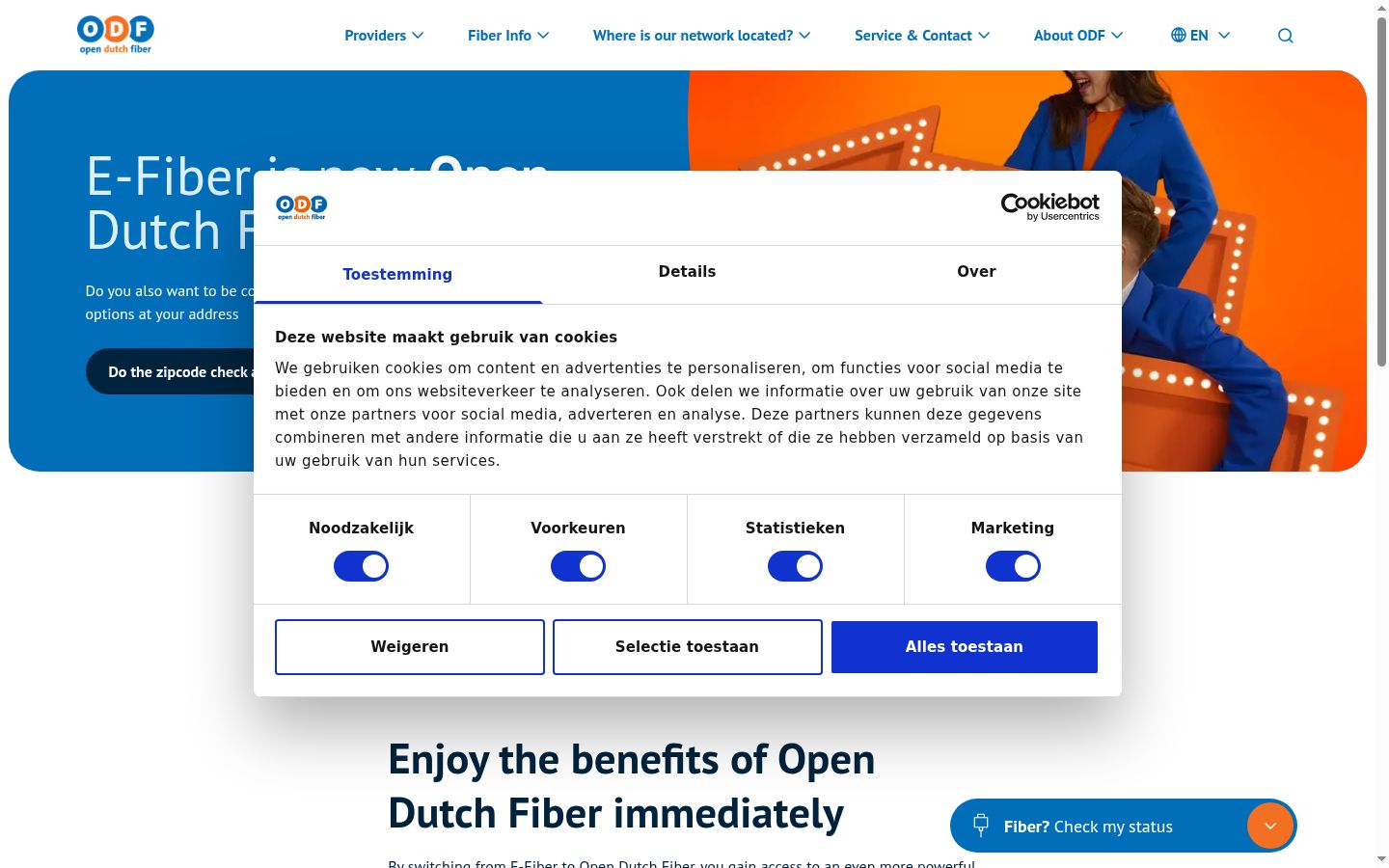 Screenshot del banner di consenso mostrato prima di qualsiasi interazione