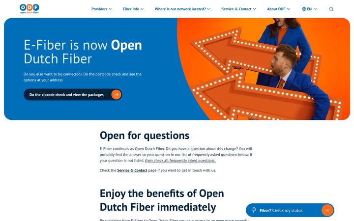 Screenshot di e-fiber.nl