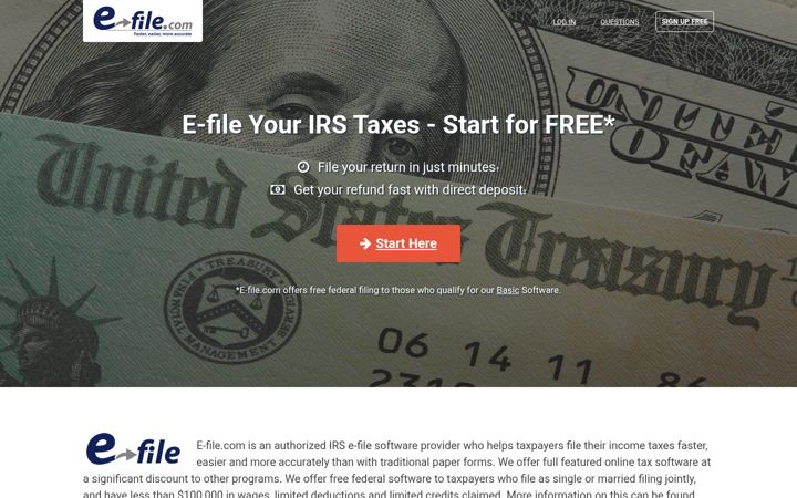 Screenshot of e-file.com