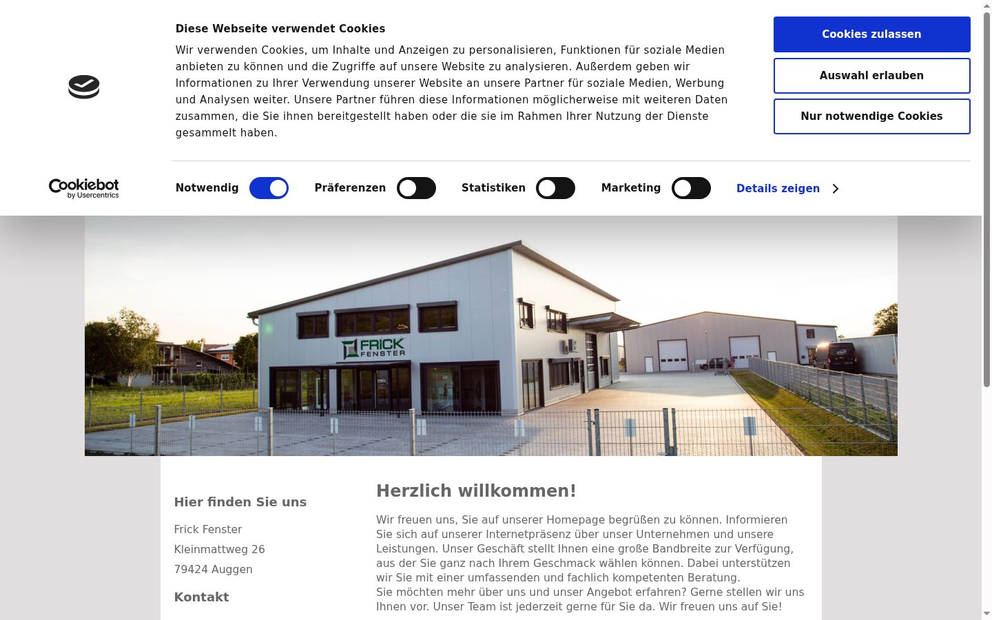 Screenshot des Einwilligungsbanners vor jeglicher Interaktion