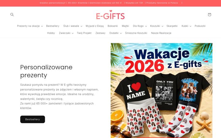 Snímek obrazovky e-gifts.pl