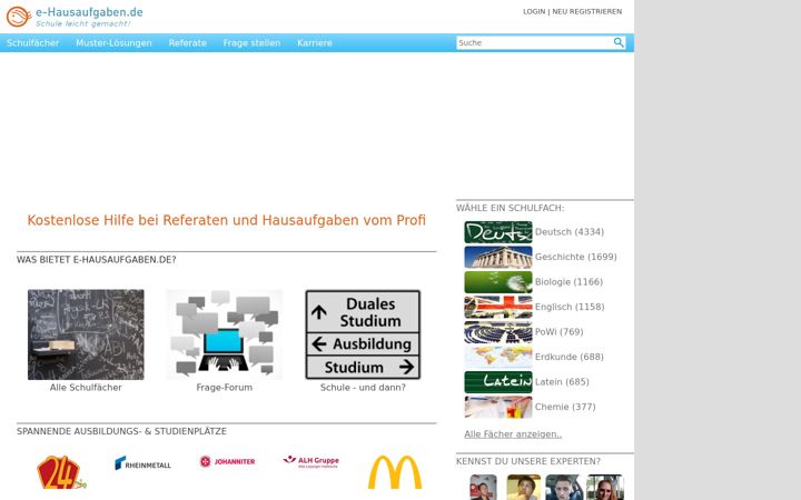 Snimka zaslona za e-hausaufgaben.de