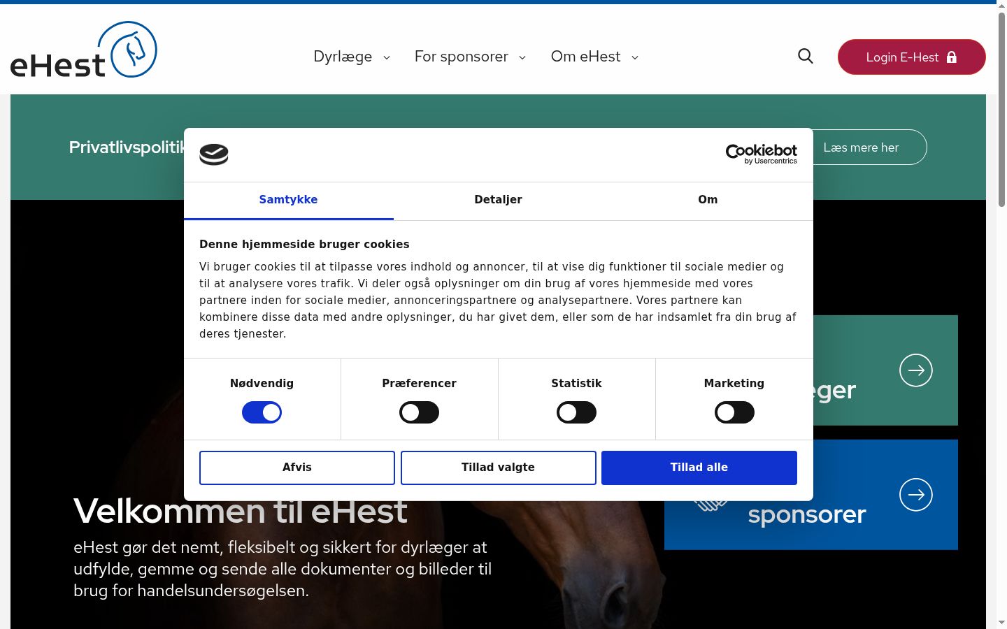 Ekraanipilt nõusolekubännerist, mida näidati enne mis tahes suhtlust