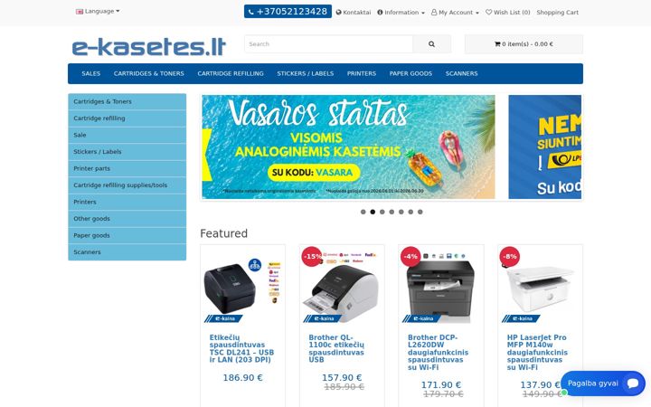 Snímek obrazovky e-kasetes.lt