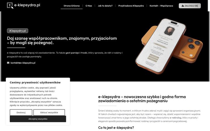 Snímek obrazovky e-klepsydra.pl