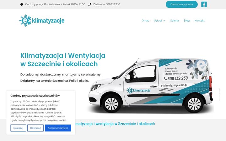 Snímek obrazovky e-klimatyzacje.com.pl