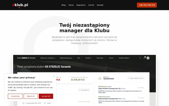 Snímek obrazovky e-klub.pl