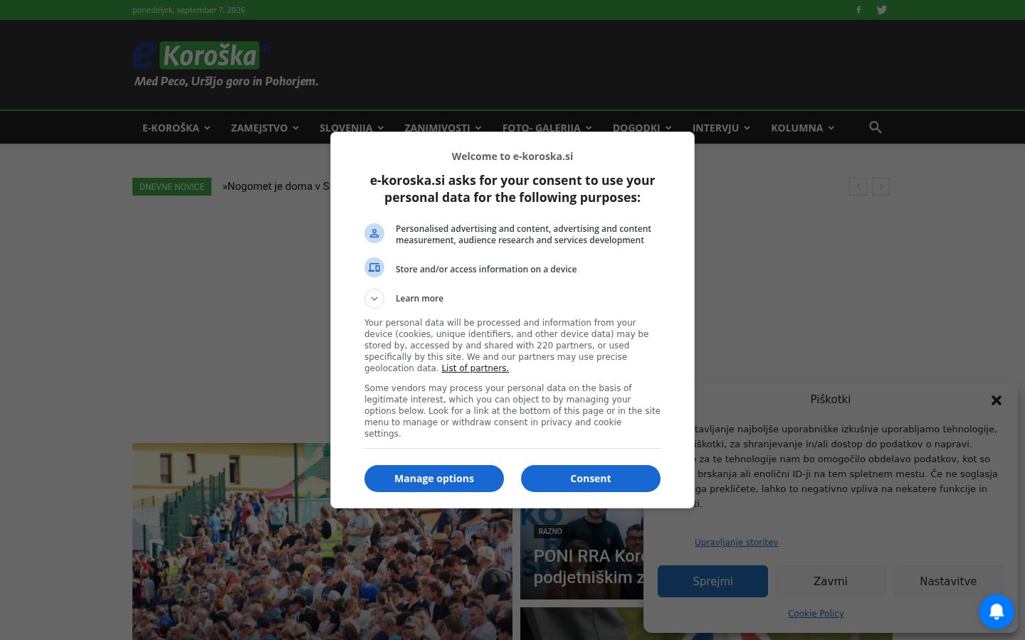Sutikimo reklamjuostės, rodytos prieš bet kokią sąveiką, ekrano kopija