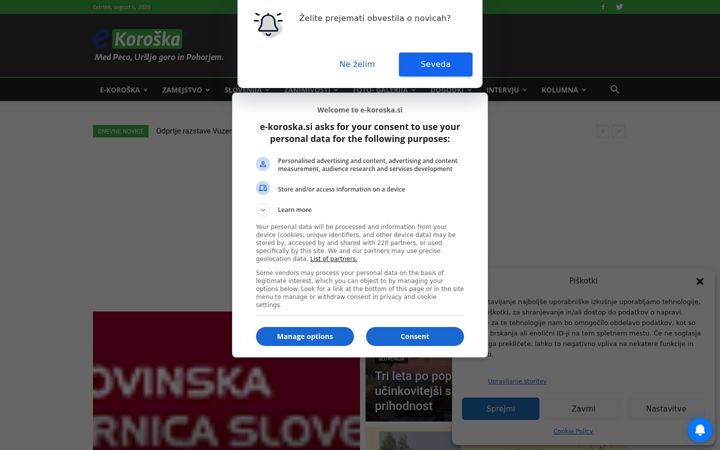 Ekrano kopija e-koroska.si