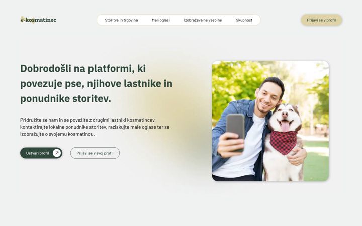 Ekrano kopija e-kosmatinec.si