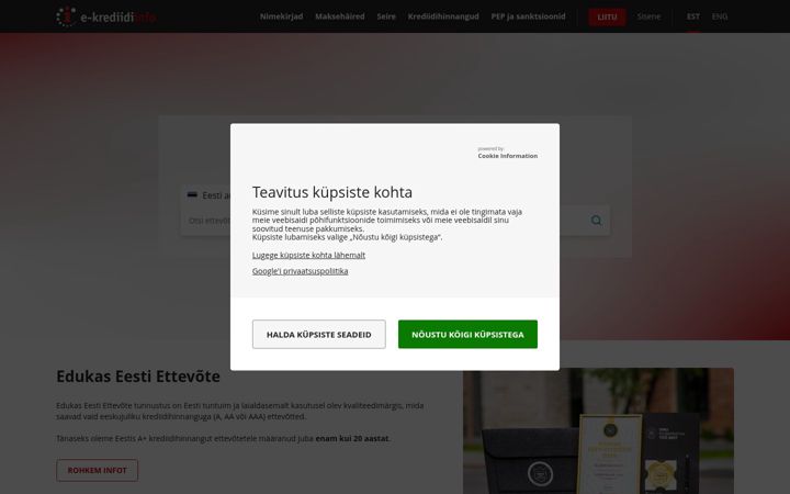 Screenshot of e-krediidiinfo.ee