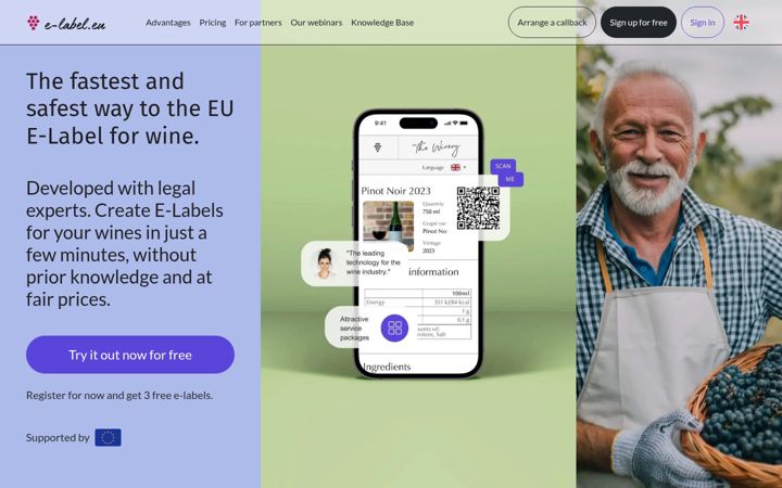 Screenshot ta' e-label.eu