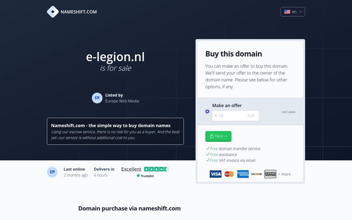 Screenshot di e-legion.nl