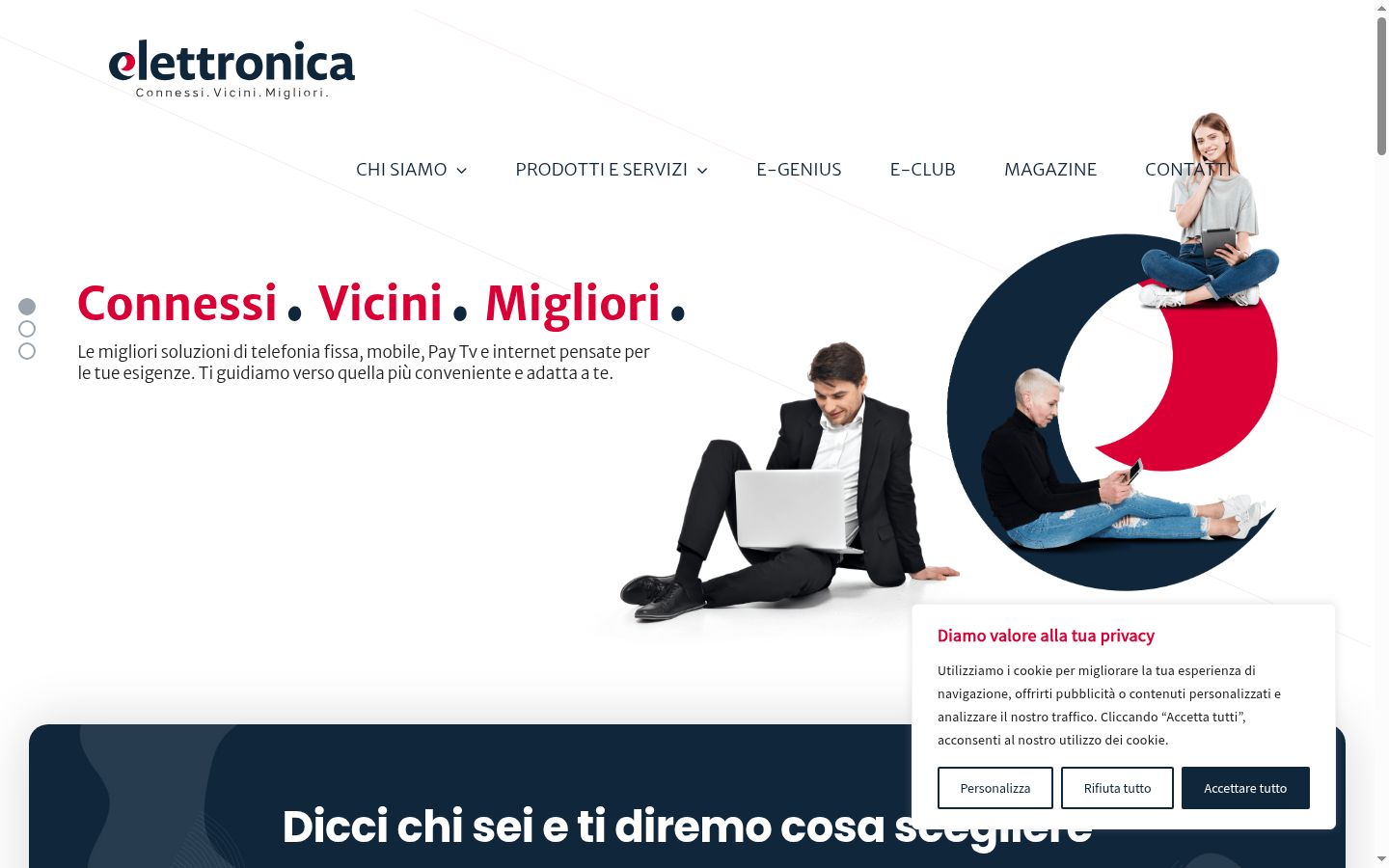 Screenshot del banner di consenso mostrato prima di qualsiasi interazione
